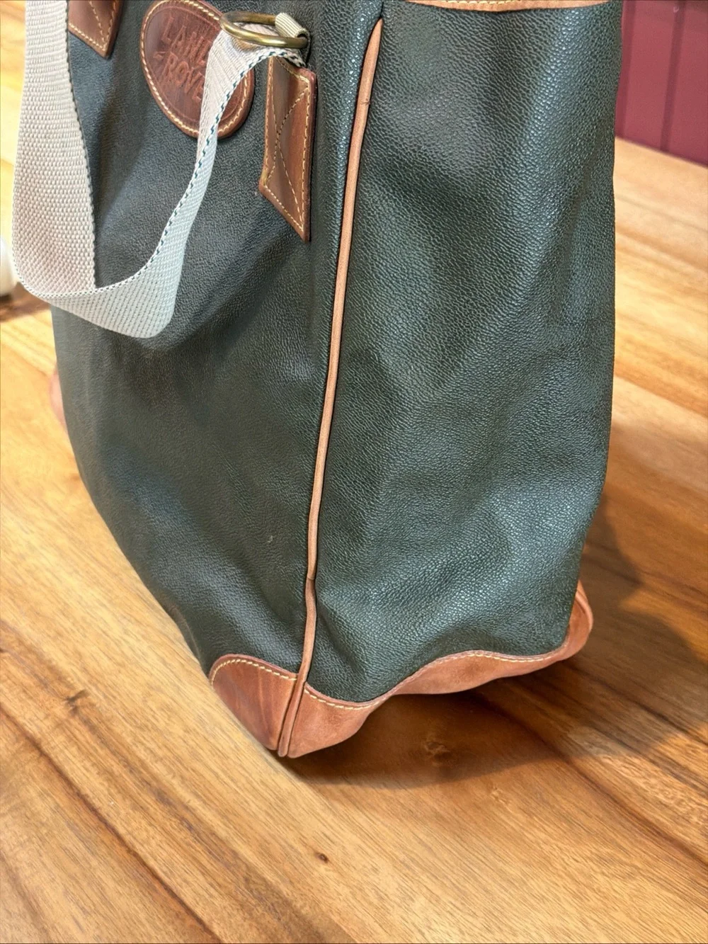Vintage Land Rover x Mulholland Brothers Coated Canvas Tote Bag Leather Trim USA